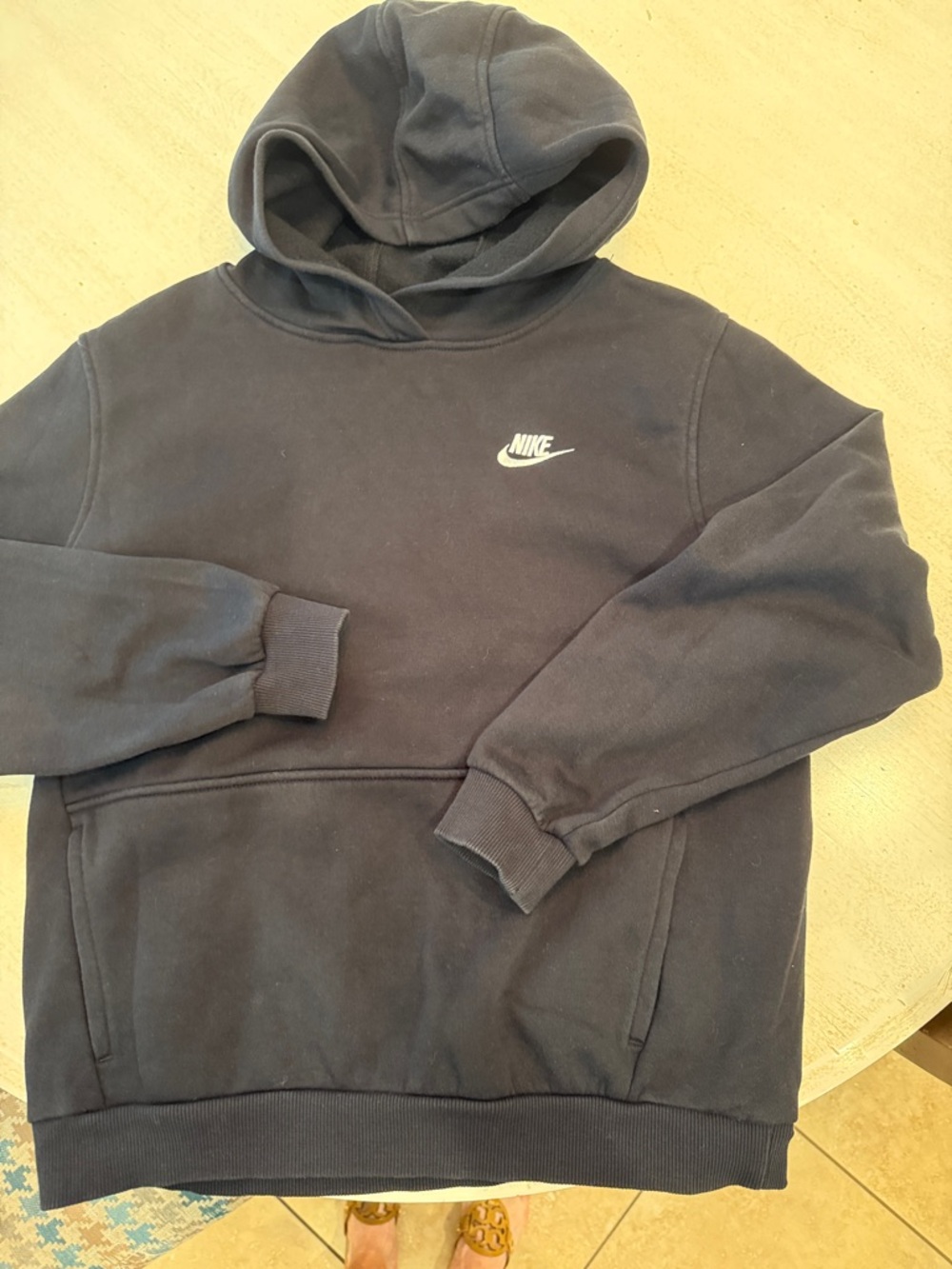 Nike Dark Navy Pullover Hoodie with White Swoosh